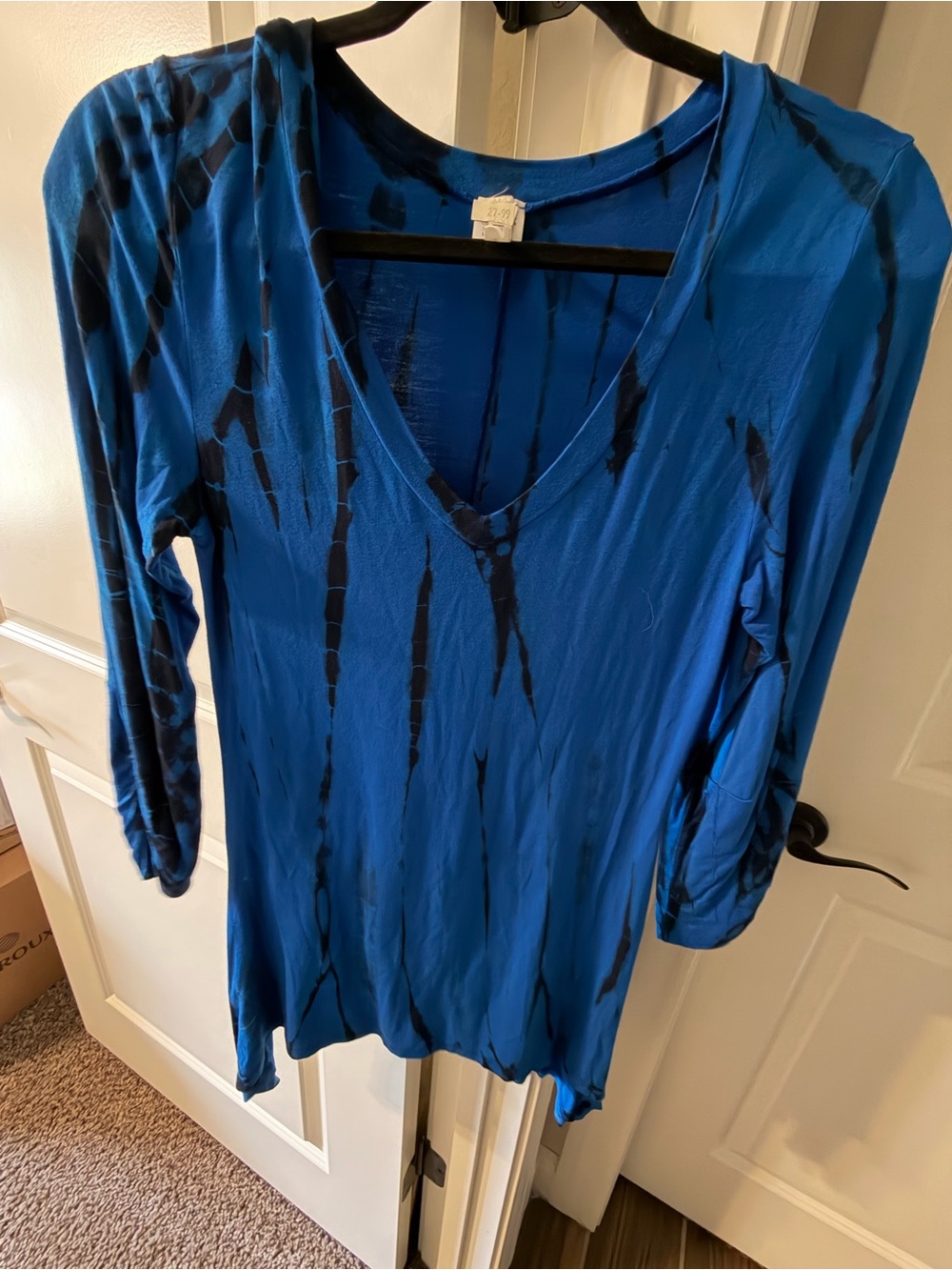 Blue Tie-Dye V-Neck Women's Top